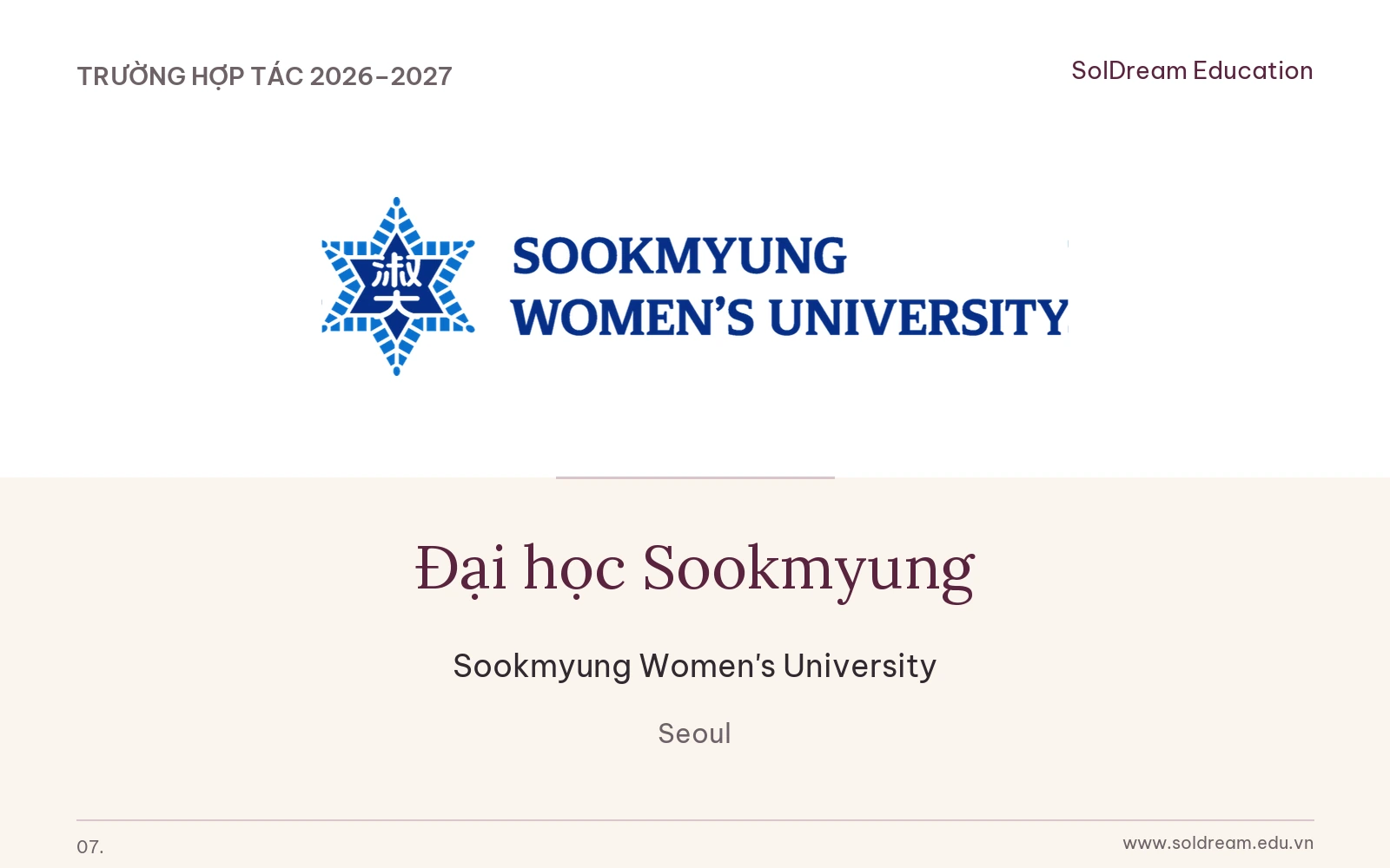 Hình ảnh Đại học Sookmyung trong danh mục SolDream