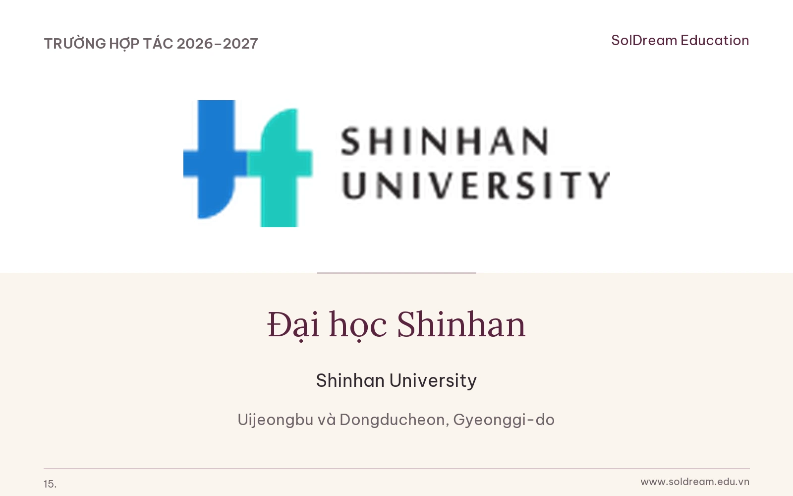 Hình ảnh Đại học Shinhan trong danh mục SolDream